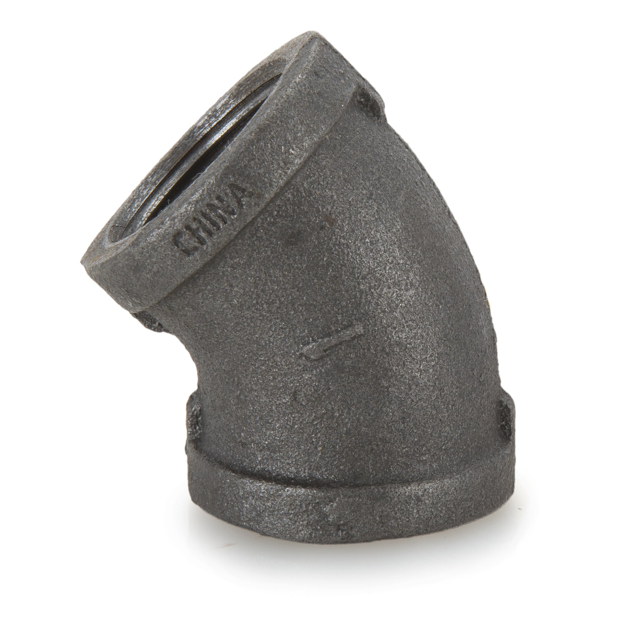 45 Degree Pipe Elbow, Malleable Black Iron